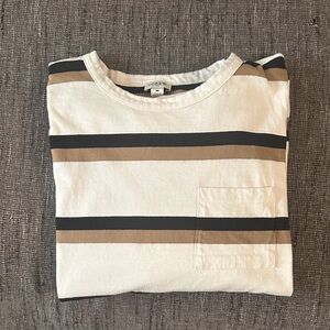 J. Crew Women's Long Sleeve Tee - White and Brown Stripes